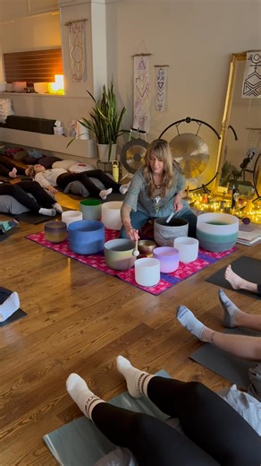 Happening now at our Quiet Forest Flow Retrea Sneak peek what you can expect tomorrow - Sunday Sound with Mari Dew Yoga | Joshua Tree Studio & Spa