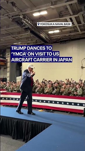 Trump dances to 'YMCA' on visit to US aircraft carrier in Japan