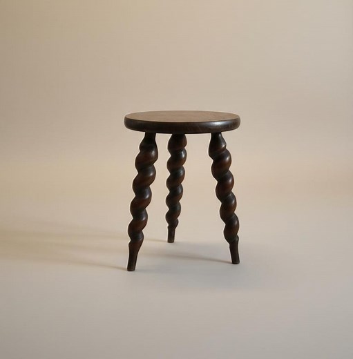 French Spiral Stool, Vintage Three Leg Wooden Stool, Rustic French Country Accent Table, Barley Twist Side Table - Etsy