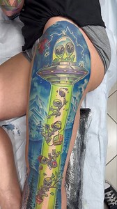 Alien leg sleeve by DARIN - this is just insanely cool!! | Tattoo Charlies Louisville