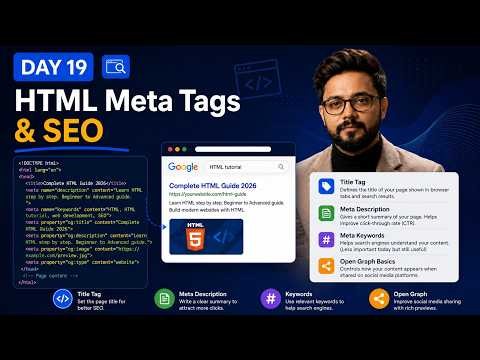 HTML Meta Tags & SEO Tutorial 2026 🚀 | Day 19 | Title Tag, Meta Description & Open Graph #html