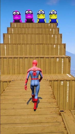 Minions vs GTA 5 Spiderman Epic Ragdolls Jump/Fails Ep 12 #shorts