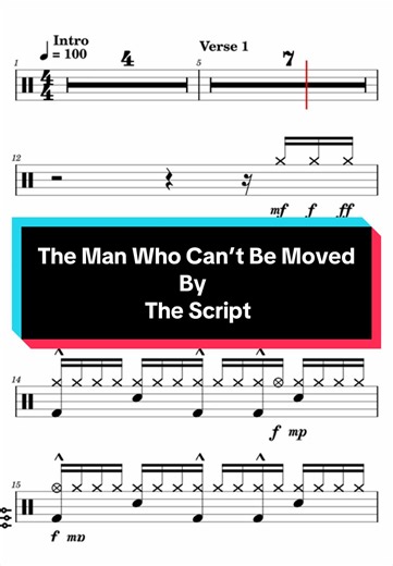 The Script - The Man Who Cant Be Moved Tiktok : @The Script “Drum Tab” Genre : Pop Rock “The Man Who Can’t Be Moved” is a hit song by The Script, released in 2008 as part of their self-titled debut album. The emotional ballad helped establish the band internationally with its heartfelt lyrics and melodic pop-rock sound. The song tells the story of a man who waits on a street corner, hoping to reunite with a lost love. Its themes of devotion, heartbreak, and unwavering hope resonated strongly wit
