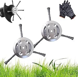 Universal Steel Wire Trimmer Head, String Trimmer Replacement Head, Universal Brush Cutter Steel Head for Lawn Mower Edging, 6Inch Wired Trimmer Blade for Moss Grass Rust Removal (2*8inch-A)