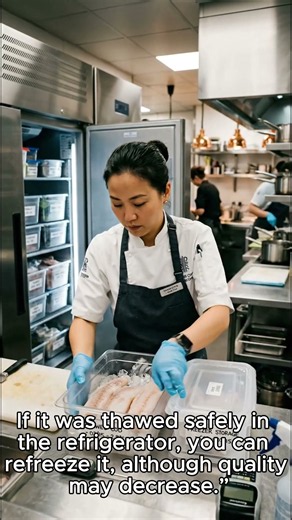 🧊 **CAN YOU REFREEZE THAWED FOOD?**#FoodSafety #FoodStorage #SafeThawing