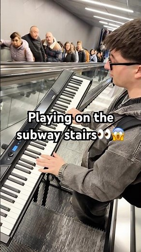 This guy plays a PIANO on the SUBWAY STAIRS!😱🎹 #publicpiano #reaction #piano