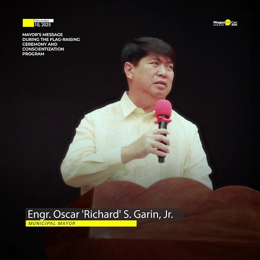 18K views · 423 reactions | MAYOR’S MESSAGE DURING THE FLAG-RAISING CEREMONY AND CONSCIENTIZATION PROGRAM ON NOVEMBER 10, 2025 헠헜헔헚헔헢 헟헚헨 헪험헕헦헜헧험� https://www.miagao.gov.ph/ #ResponsablengGobyerno #IAmMiagao | Miagao InfoCen | Facebook