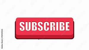 Animation of clicking subscribe button. flat 3d style red subscribe button on transparent background.