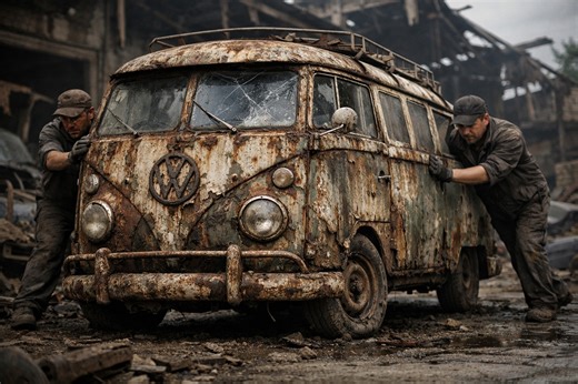 FORGOTTEN 1951 WESTFALIA TYPE 2 T1 SO-23 IN SILENCE 🔧 ⏳ | FULL ASMR PROCESS Deep inside a collapsing warehouse, a 1951 Westfalia Type 2 T1 SO-23 rests in silence. Rust has claimed the body, tires are flat, parts are broken, and time feels heavy in the air. Exhausted mechanics slowly push the vehicle forward, every movement deliberate and quiet. Faces show strain and focus as history is handled with care, not urgency. This is a pure ASMR restoration experience. No talking. No music. Only the nat