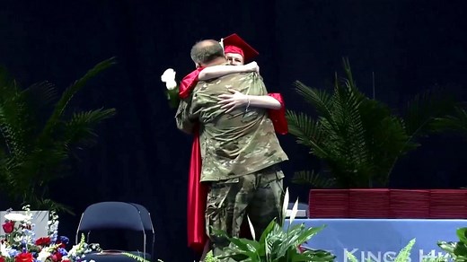 Student gets surprise reunion with military dad at her graduation
