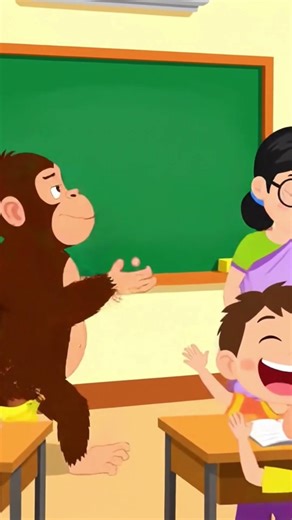 monkey enter the classroom