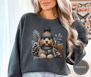 Custom Cockapoo Dog Christmas Sweatshirt, Comfort Colors Dog Christmas Shirt, Cockapoo Dog Mom Gift, Personalized Dog Sweater for Dog Owner - Etsy