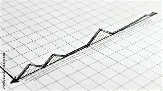Panning camera revealing sketched rising zigzag trend on graph paper to emphasize arrowhead