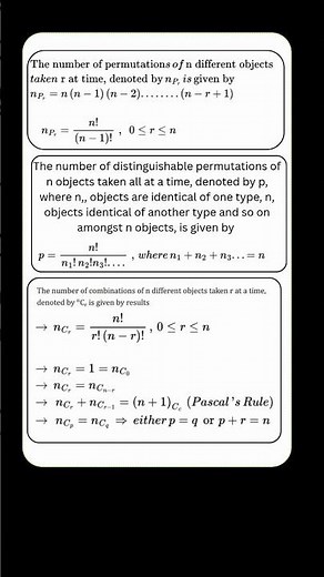 Formulas of permutations and Combinations