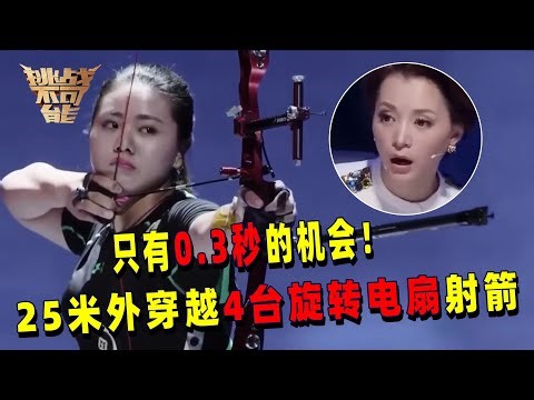 穿越4台旋转电扇 抓住0.3秒空隙 25米外射中箭靶！不愧是想教出世界冠军的人 太强了！丨挑战不可能 Impossible Challenge
