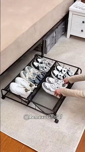 Hidden Storage Solution | Wheeled Under-Bed Shoe Organizer #amazonfinds