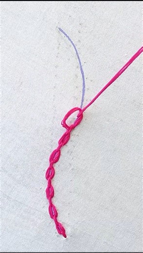 How to embroidery basic cable chain ⛓️ stitch for beginners #viralvideoシ #chainstitch