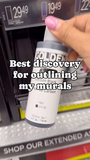 3.4K views · 361 reactions | Discovery for me but artists have been doing it already for years. I thought I was cool making my own black paint for outlining but even my own concoction required a couple coats. This is a one coat application y’all. @goldenpaints Black Carbon Fluid Acrylic is where it’s at. Thank you other muralist friends for sharing and I will never go back to my homemade black outline paint.  | Lacey Crime Art | Facebook