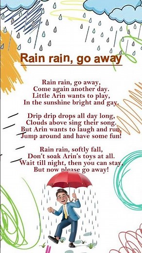 Rain rain go away | English poem | kids education | nursery poem |