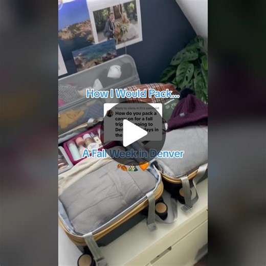 Replying to @elena.m.fit How I would pack for an week in Colorado in only a carry on suitcase! 🍁🧡 #packwithme #carryononly 🧳: Suitcase is the Roam Expandable #CarryOn (review coming soon) - Iink $50 off in my BlO 📐: 22”x14.2”x9” | 26lbs ✈️: Meets Carry On size for 3/9 US airlines - but only 0.2” too big for the rest, so I would still use it! #packing #luggagepacking #travellife #packingvideo #falloutfits