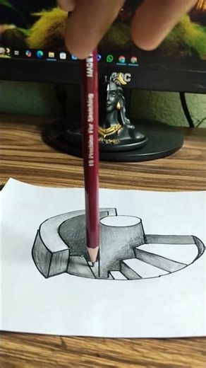 3D Spiral Stairs Hole Illusion 🤯 | Pencil Trick Art #shorts