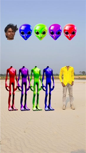 blue, green, purple,& red alien dancing and headmatching gamemagical #video