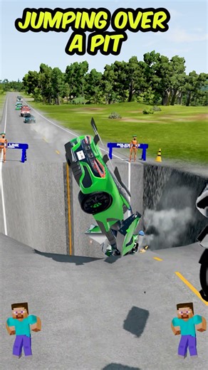 Funny Jumps Over a Pothole on the Road - BeamNG.Drive (Ep.2) #beamngshorts