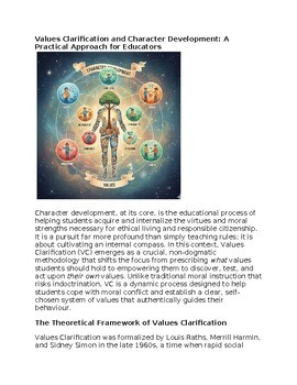 Values Clarification in Character Education Worksheet Classwork, Homework