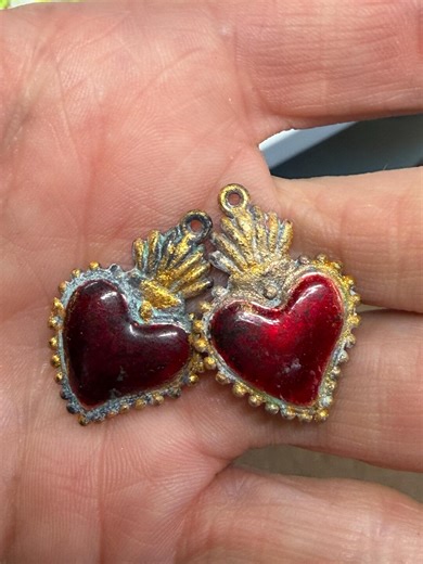 Antiqued, Ancient-looking Metal. Small Red Heart Double-sided Milagro. Bronze/rust-colored Metal. 20.3mm Tall X 13.8mm Wide. 1 per Order. - Etsy