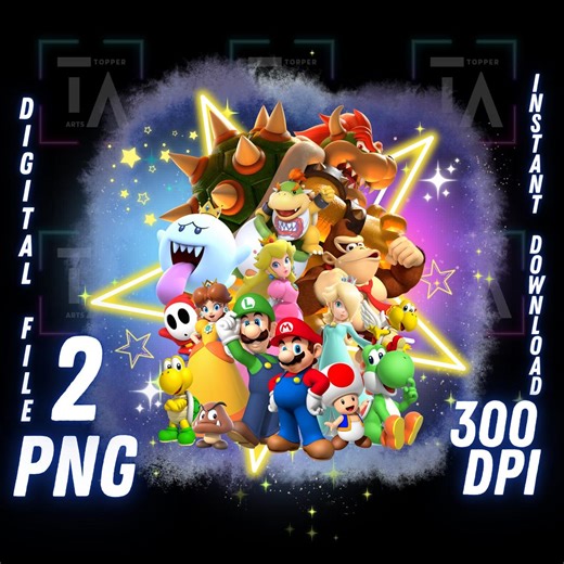 Super Mario Galaxy PNG Collage: Cake Topper, Tshirt Sublimation Design (instant Download) - Etsy Canada