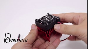 RC Electric Motor Heat Sink, Engine Motor Heatsink, RC Motor Heatsink with 5v Cooling Fan Fit 540 550 3650 Size Brushless Motor for 1/10 RC Car Truck Buggy Crawler, Black & red