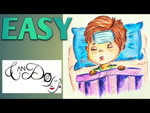 How To Draw A Sick Man Step By Step For Beginners | Easy Sick Boy Drawing Idea | Get Well Soon Art