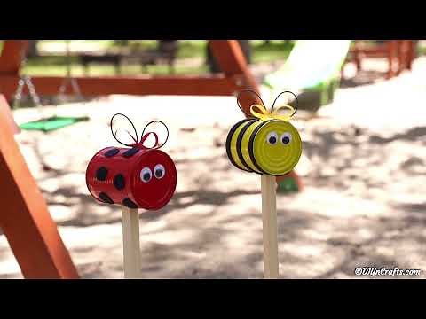 Ladybug and Bee Garden Decorations made out of tin cans!