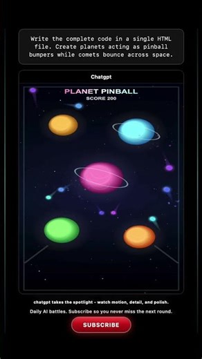ChatGPT vs Kimi vs Gemini vs DeepSeek: Solar System Pinball (HTML/CSS/JS) #aicoding #geminiai