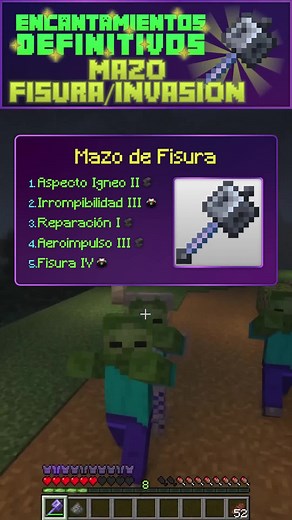 Lomito Gaming on Instagram: "Mazo de Fisura / Invasión Perfecto | Encantamientos definitivos para el Mazo | Mejores encantamientos #minecraft #minecraftbuild #minecraftjava #minecraftbedrock #minecraftmemes #gaming"