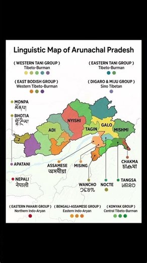 Arunachal Pradesh linguistic map showcases diverse tribal languages and language groups 🇮🇳✨️🔥