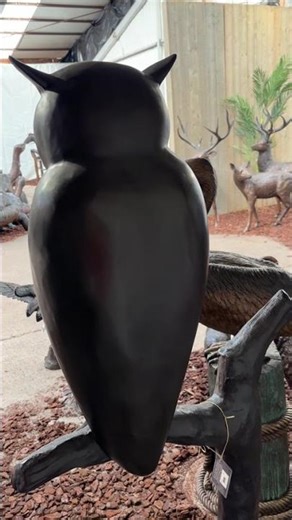 Bronze Bird Sculpture Long Eared Owl On Tree BI 57