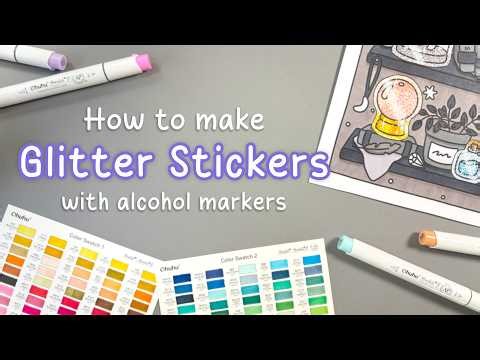 How to Make Holographic Glitter Stickers with Ohuhu Alcohol Markers | Cozy Coloring Tutorial