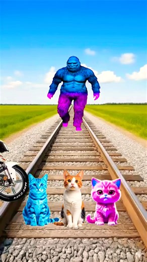 golden colors Cute cat & baby vs herdofbigfoot & train driver tom...