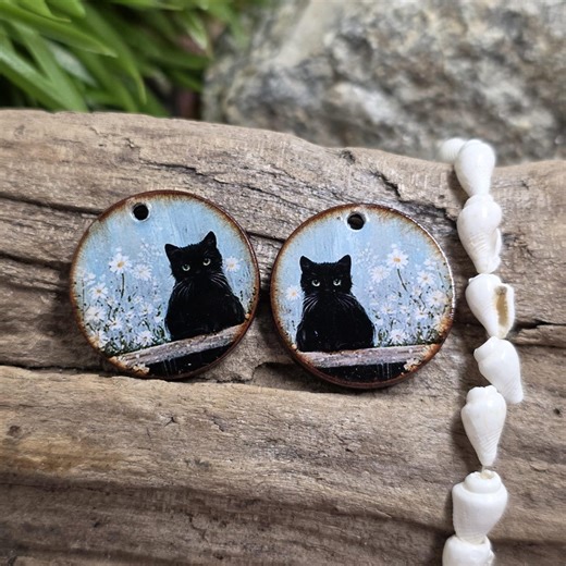 Red Heart Cat Wooden Charms One Pair Jewelry Supplies - Etsy