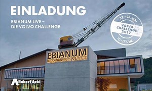 Die besten Baggerfahrer in Action erleben! An der Ebianum LIVE - DIE VOLVO Challenge am 27. und 28. Mai treten im Ebianum Museum die Besten gegeneinander an und ihr könnt auch selber Bagger fahren! | Bad Zurzach Tourismus