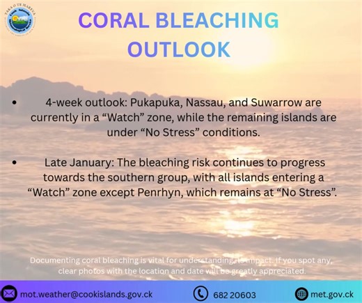 1.5K views · 17 reactions | Feeling the heat? So are the corals! A glimpse of what’s ahead… | Cook Islands Meteorological Service | Facebook