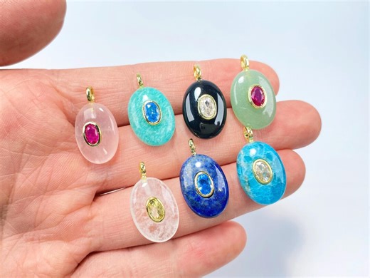 Natural Crystal Necklace,oval Crystal Pendants,for Jewelry Making Pendants,healing Crystal Necklace,gemstone Necklace,for Gift. - Etsy