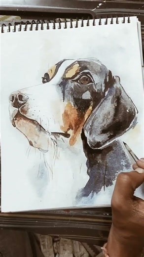 “Watercolor Dog Painting Step by Step | Realistic Pet Art 🐶”#watercolorpainting #dogpainting