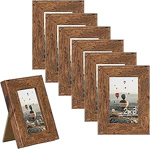 Small 2x3 Picture Frame Set of 6 for Tabletop, Mini Size Picture Frames, 2 x 3 Photo Frames for 2 by 3 Photos, 6 Pack, Deep Brown