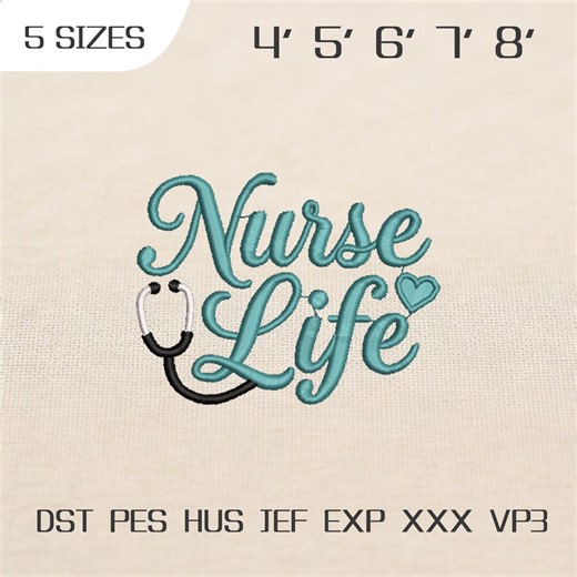 Nurse Life Embroidery Design | Nurse Icons Machine Embroidery File | Cute Nurse Sweatshirt Embroidery | Nurse Gift PES DST - Etsy