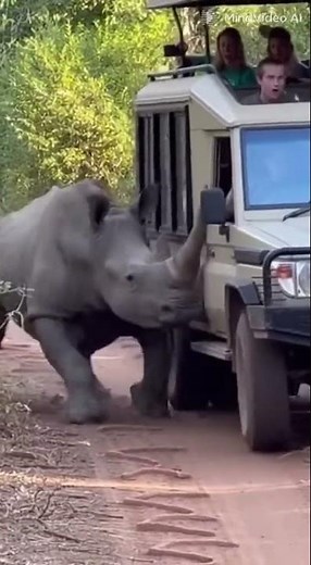 Safari Gone Wrong Rhino Charges and Flips Tourists' Vehicle!