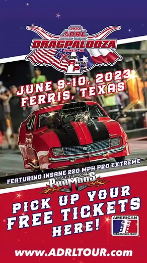 Get your FREE TICKETS to ADRL Dragpalooza 2023 now at ADRLTOUR.com/free tickets American Drag Racing League ADRL Nation #adrlunfinishedbusiness #adrl #adrltour #dragpalooza #freetickets #dragracing | American Drag Racing League