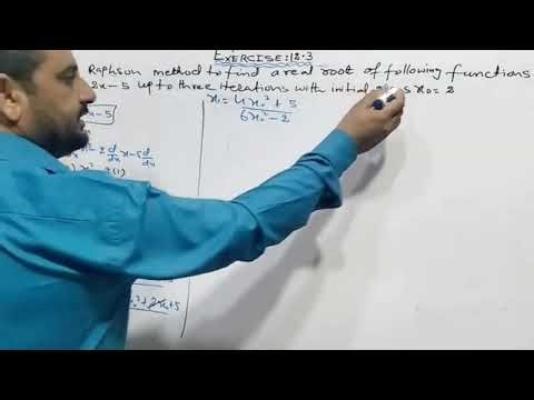 Newton Raphson method to find real root: f(x) = 2x^3 -2x-5 up to three iterations initial x_0 = 2 .