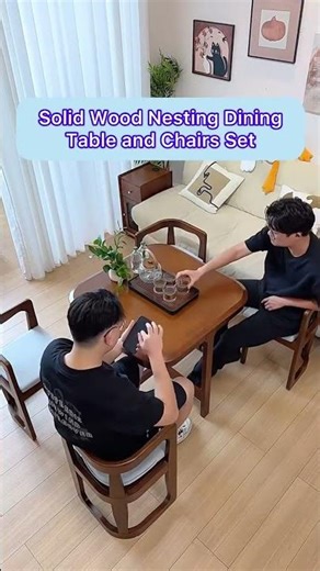 Solid Wood Nesting Dining Table and Chairs Set